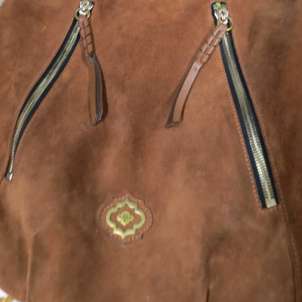 Suede OR YANY Large Brown Leather Shoulder Handbag